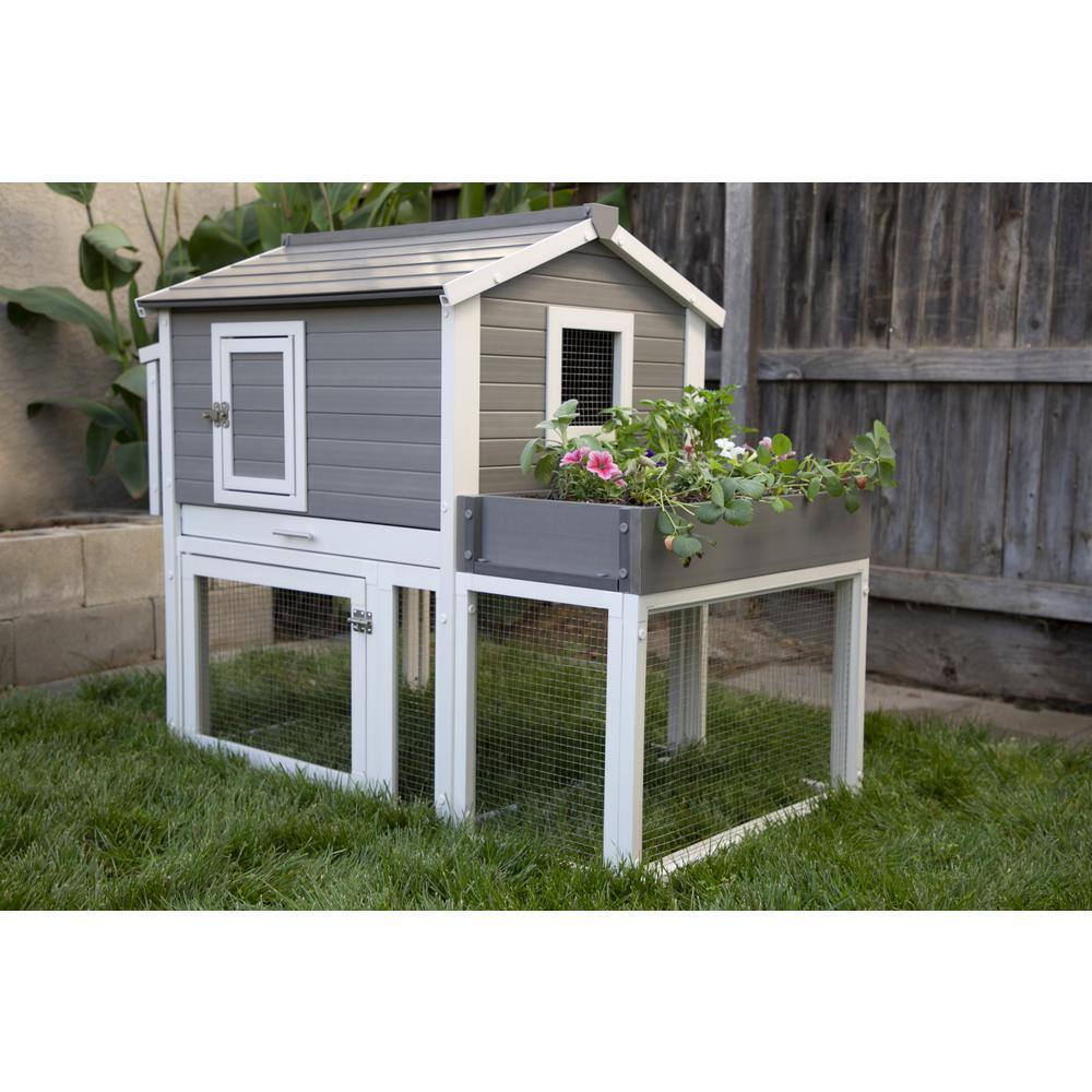 Angle. New Age Pet - ECOFLEX Urban Farm Garden Chicken Coop - Grey/White.