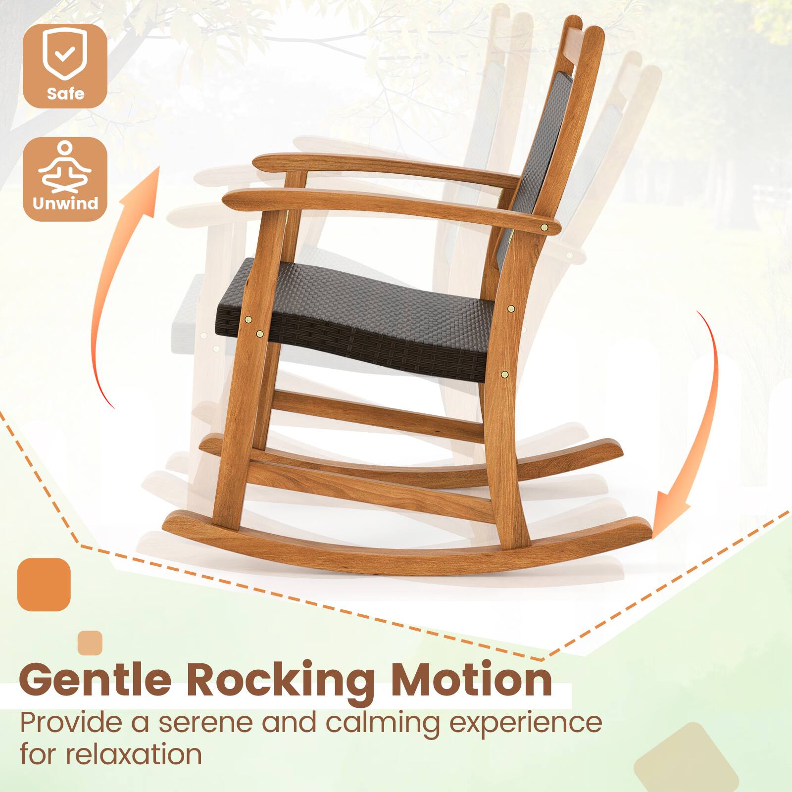 Safe  
Unwind  
Gentle Rocking Motion  
Provide a serene and calming experience for relaxation
