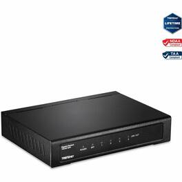 Trendnet - TEG-S51SFP, 5-Port Gigabit Compact Metal Desktop Switch with Gigabit SFP Slot, Fanless Design, Wall Mountable - Black