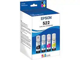 Epson - 522 Black/Cyan/Magenta/Yellow Ultra High Yield Ink Cartridge Refill, 4/Pack (T522120-BCS) - Assorted Colors
