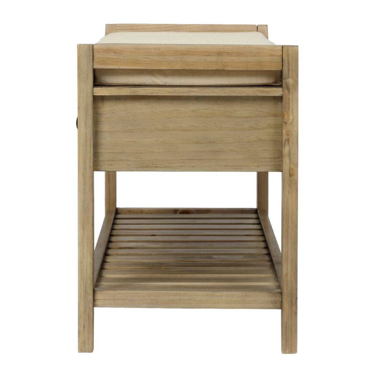 Alt View 2. HTUTWOO - Multipurpose Shoe Rack with Cushioned Seat and Drawers. - Beige.