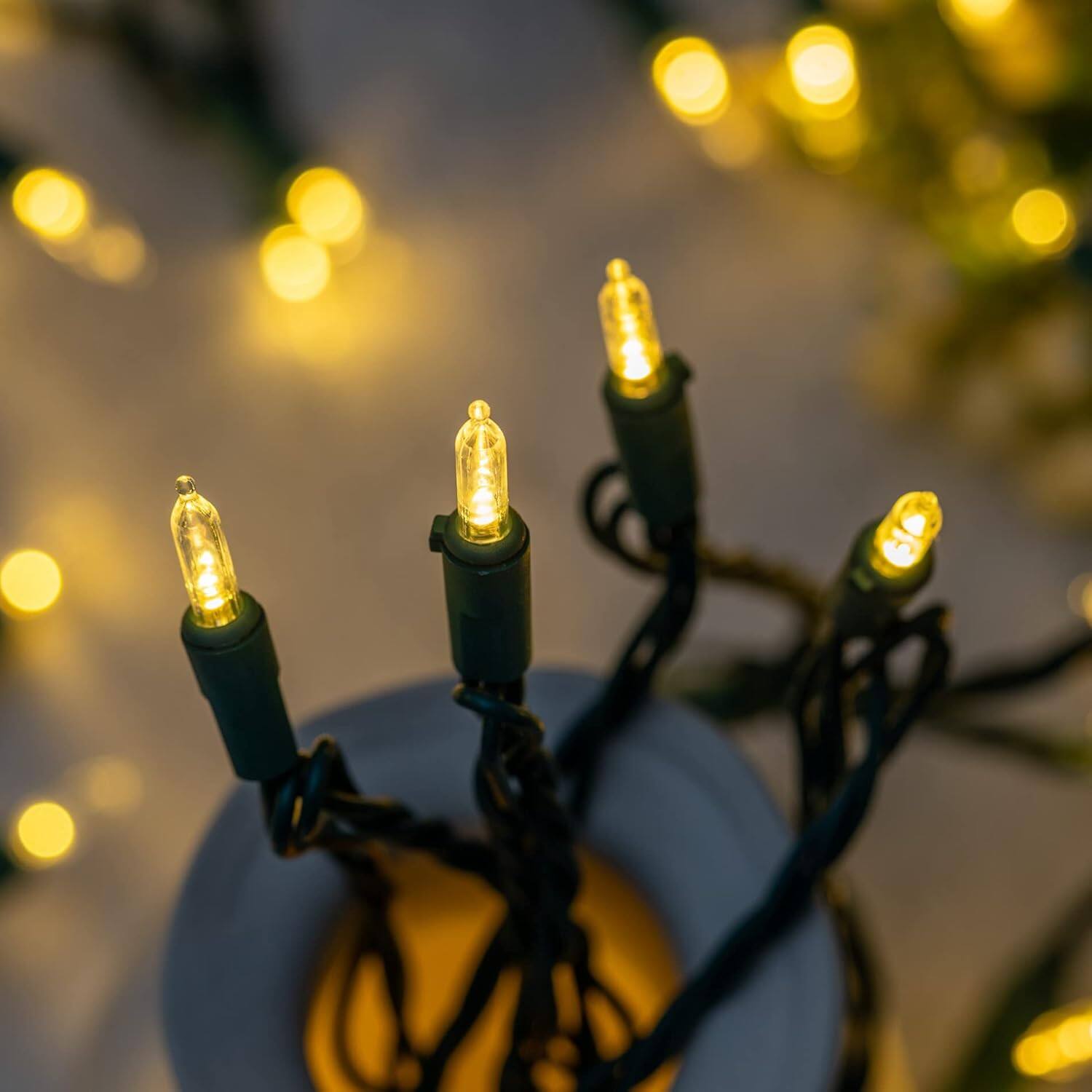 Alt View 1. Schertz - 200 LED Warm White Christmas Lights, 2-Pack 25FT Green Wire Mini String Lights Set - Warm White.