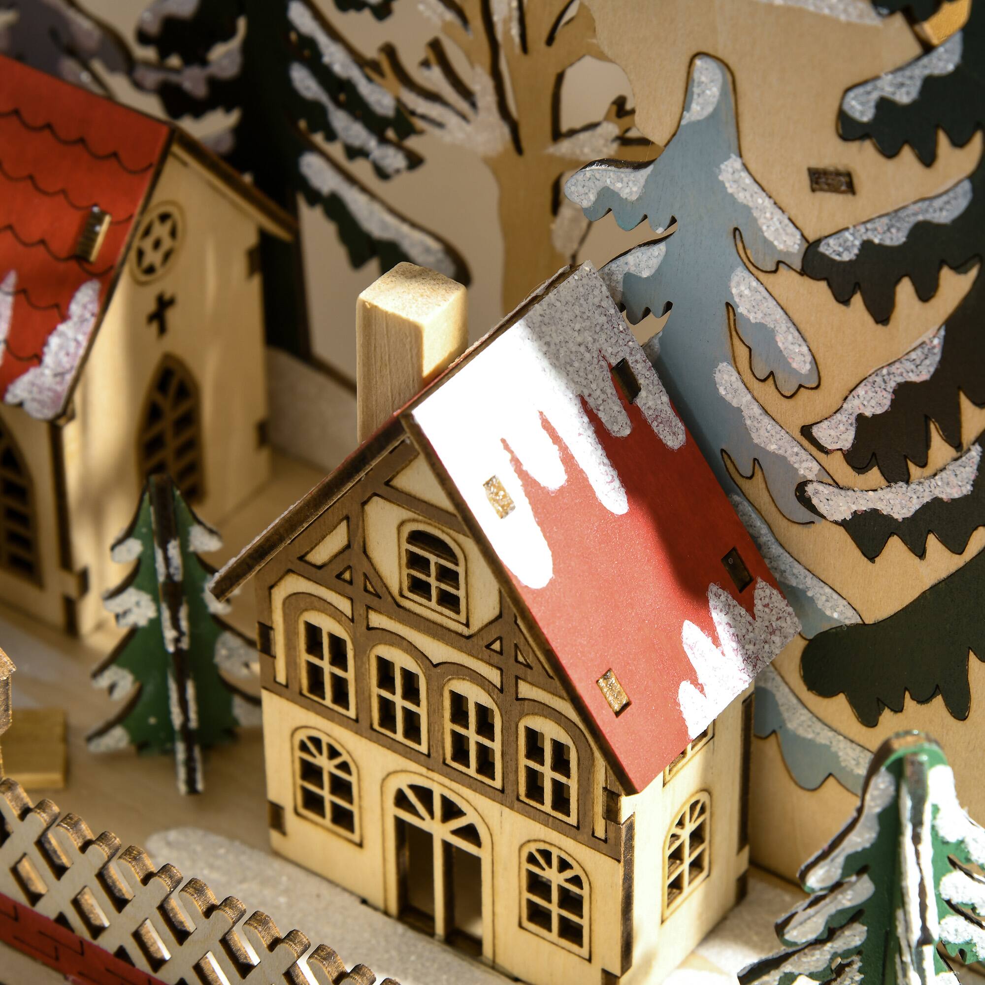 Alt View 8. Homcom - Wooden Christmas Advent Calendar, Light Up Table Decor w/ 24 Countdown Drawers & LEDs - Natural Wood.