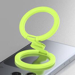 Dteck - Double Sided Magnetic Phone Grip Ring Holder for Apple iPhone, Foldable Zinc Alloy Stand with Fun Gyro Spinner Function - Green