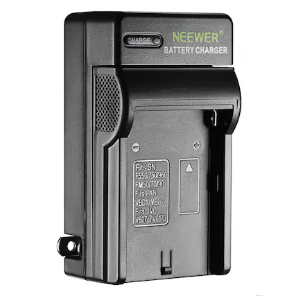 CHARGE NEENER BATTERY CHARGER
Fits SN F550/750/960 FM50/70/90
Fits PAN VBD1/VBD2
Fits JVC V607u/V617u