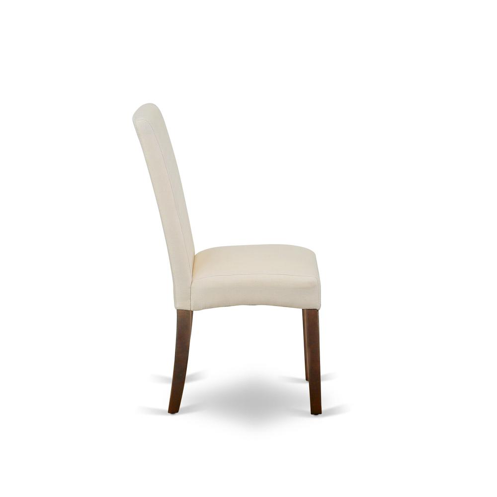 Angle. East West Furniture - AMDR3-MAH-01 3 Piece Dining Table Set - 1 Wooden Dining Table and 2 Cream Padded Chairs - Mahogany Finish - Mahogany.