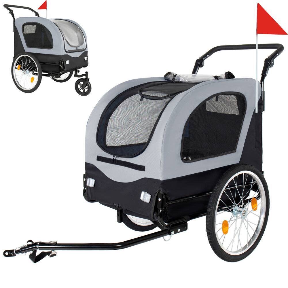 Front. JUJABU - 2-in-1 Foldable Pet Carrier Cart for Dogs up to 110lbs with Front Caster, Gray.