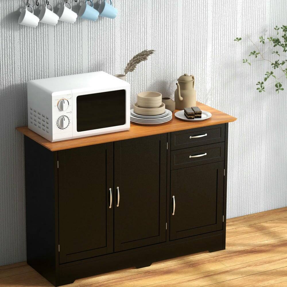 Alt View 1. Pefilos - Buffet Storage Cabinet with 2-Door Cabinet and 2 Drawers, Sideboard for Indoor as Living Room, Black - Black.