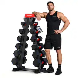 HARISON - High-End A-Frame Dumbbell Rack Stand, 6-Tier Weight Rack for Dumbbells Home Gym 480LB Weight Capacity (BB325) - Black