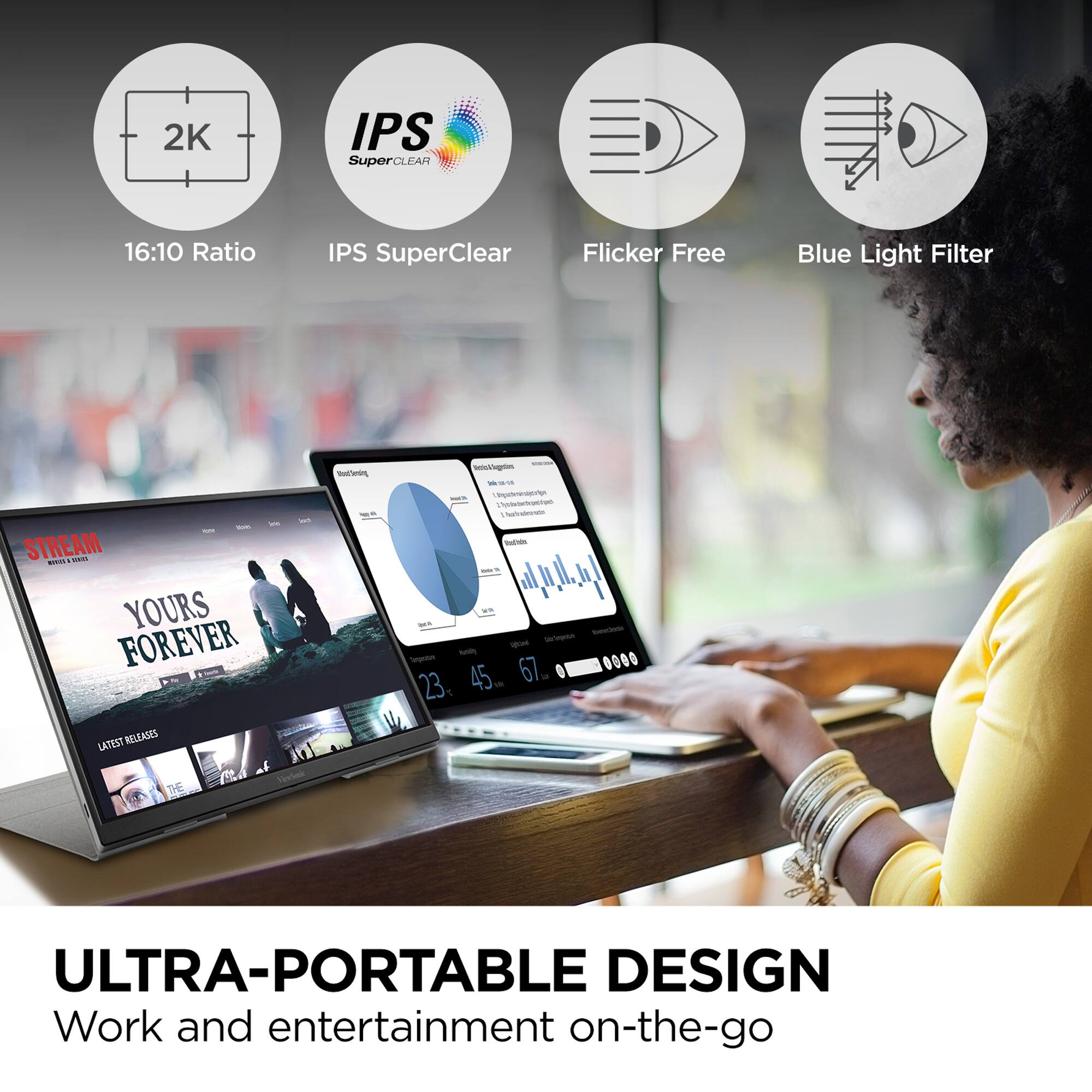 The Ultra-Portable Design: Work and entertainment on-the-go.