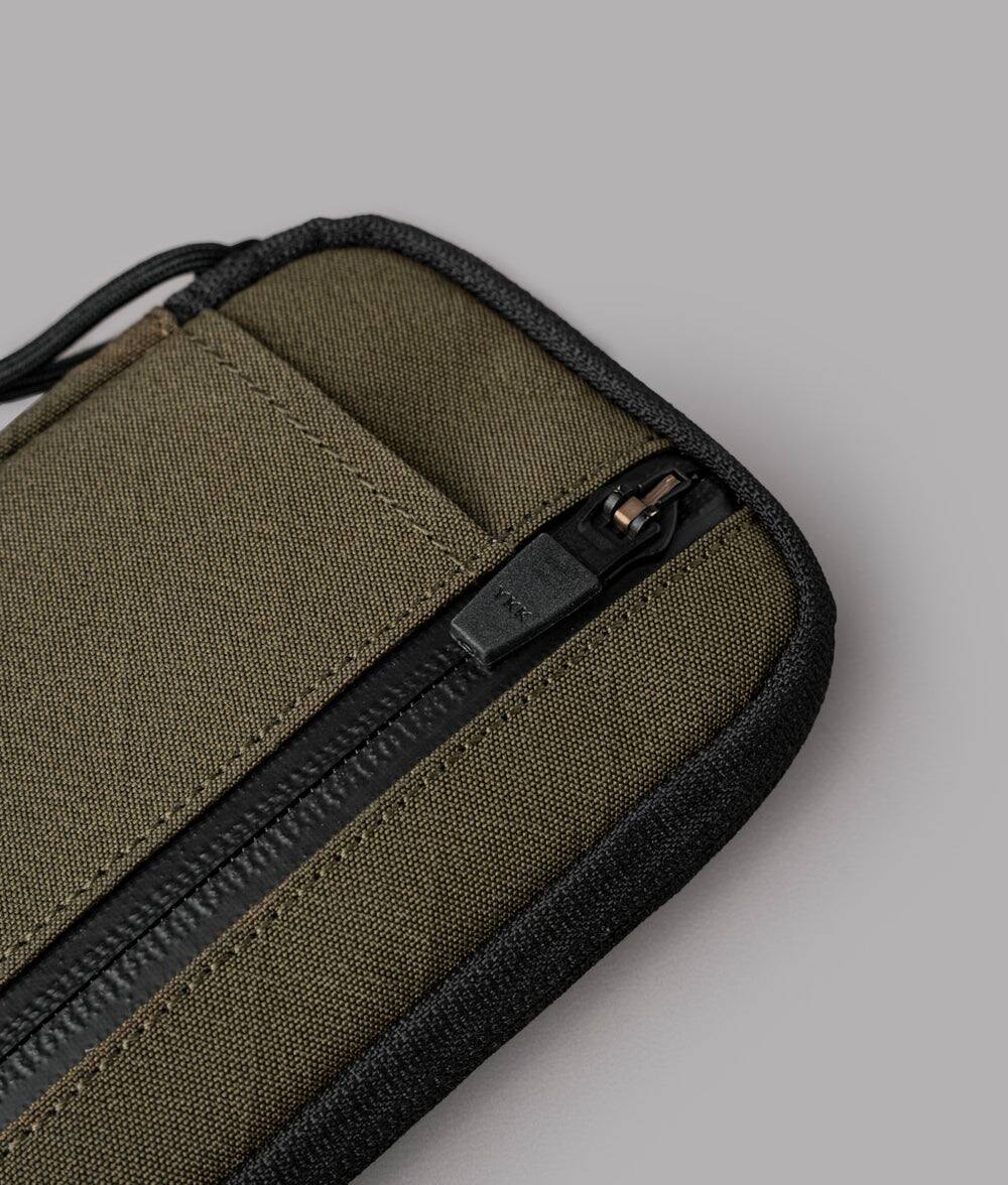 Alt View 7. ALPAKA - EDC Organizer Pouch with 6 Slip Pockets, 5 Elastic Loops, YKK AquaGuard Zipper, X-Pac/Axogrid, HUB Compatible - Army Green Axogrid 300D.