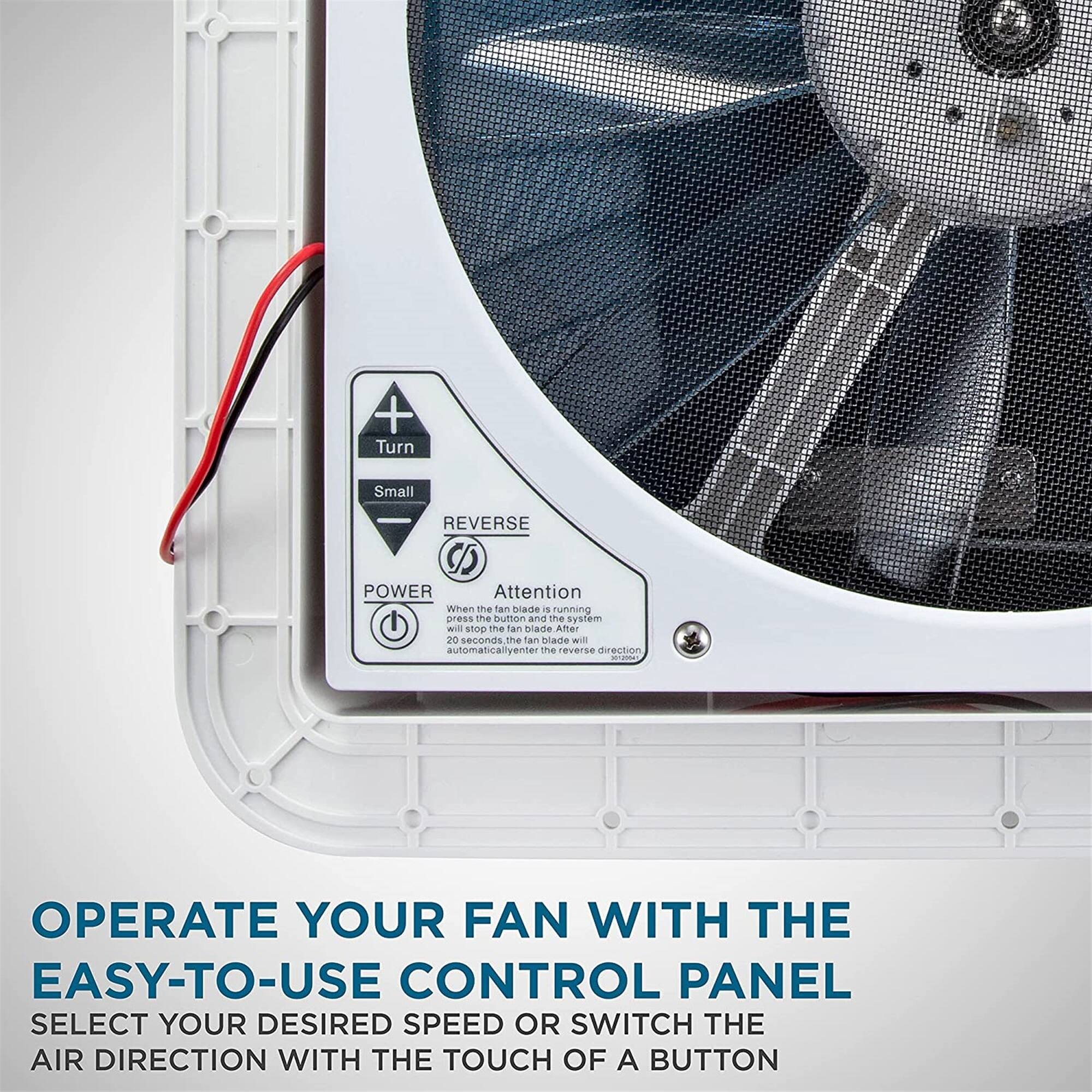 + Turn Small REVERSE D POWER Attention When the fan blade is running, press the button and the system will stop the fan blade after 20 seconds. The fan blade will automatically enter the reverse direction. OPERATE YOUR FAN WITH THE EASY-TO-USE CONTROL PANEL SELECT YOUR DESIRED SPEED OR SWITCH THE AIR DIRECTION WITH THE TOUCH OF A BUTTON
