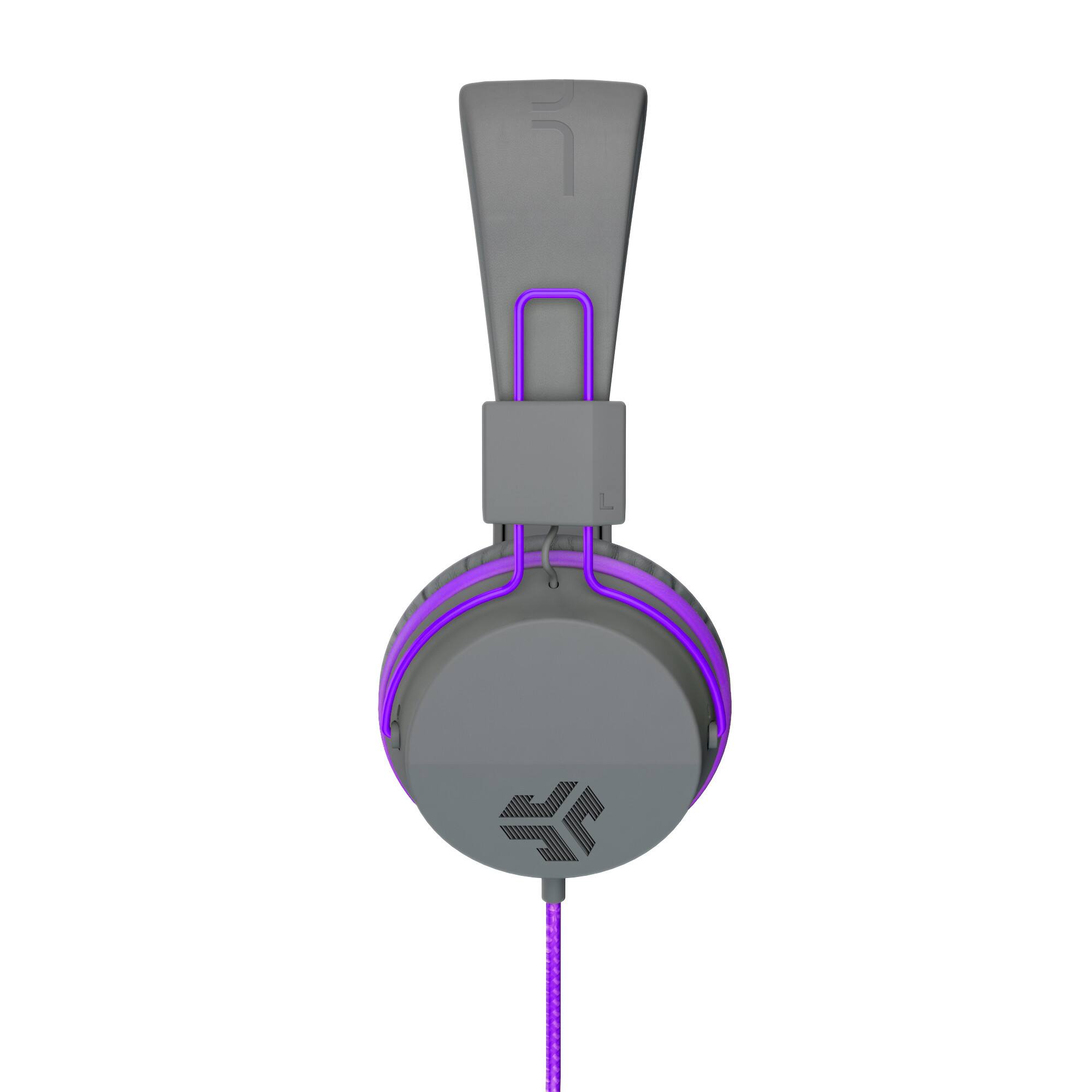Angle. JLab - JBuddies Studio On-Ear Kids Wired Headphones - Grey/Purple - USB-C.