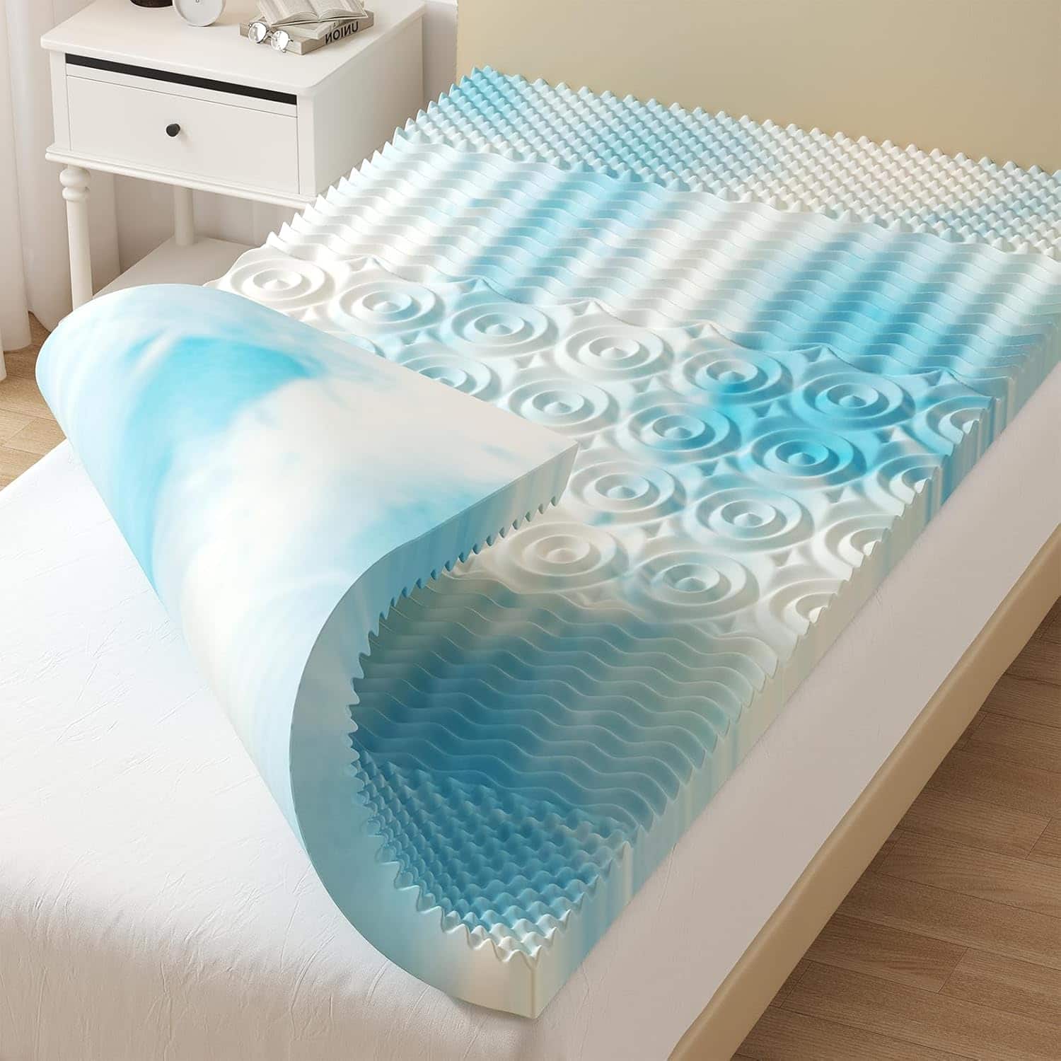 Anysun - 3" Twin Memory Foam Mattress with Cooling Gel - Pressure Relieving - Blue