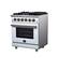 Angle. Forno Appliances - Massimo 4.32 Cu. Ft. Freestanding Gas Convection Range with Air Fryer Kit, Wok Support & Griddle - White.