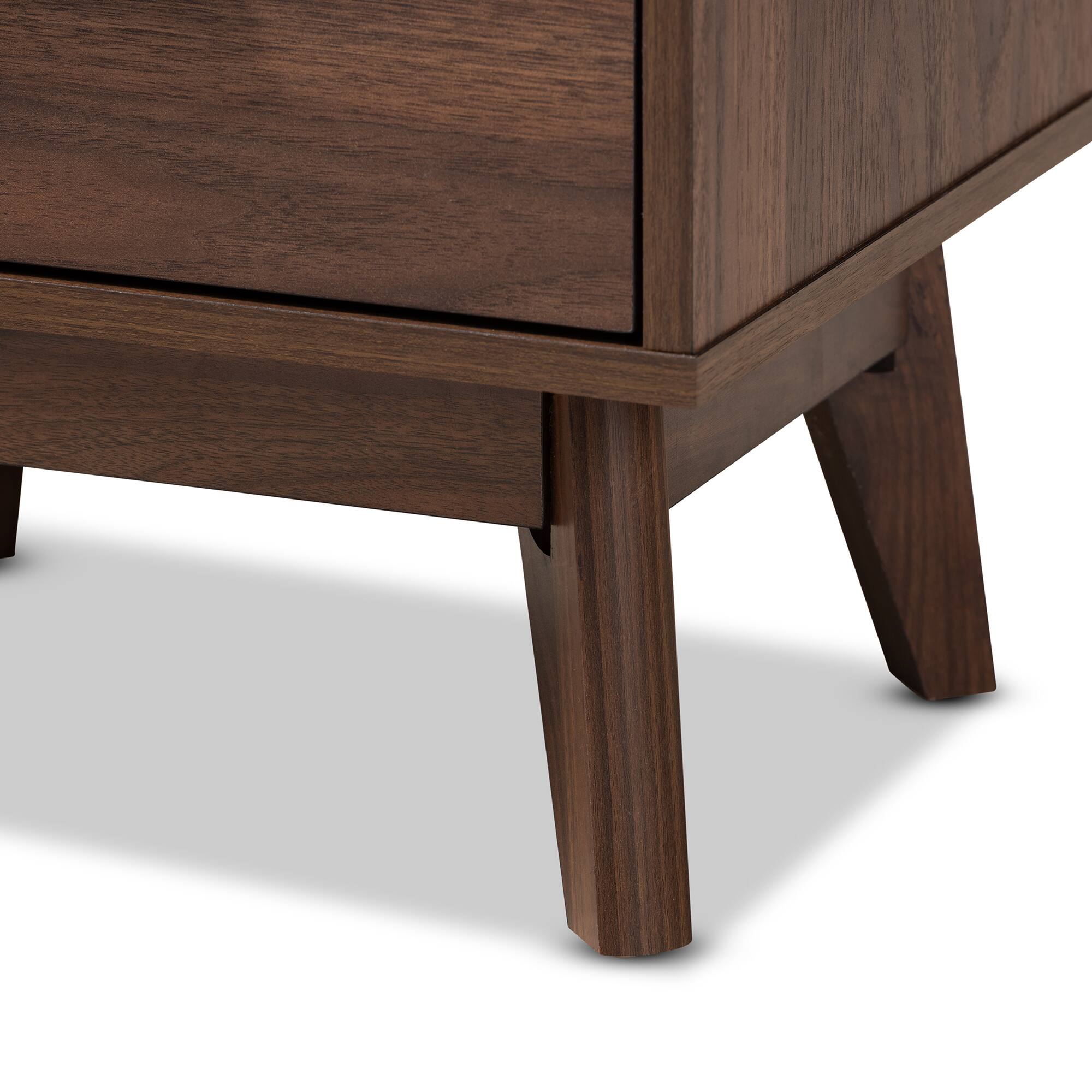 Alt View 2. Baxton Studio - Lena Mid-Century Modern Finished 1-Drawer Wood Nightstand - Walnut.