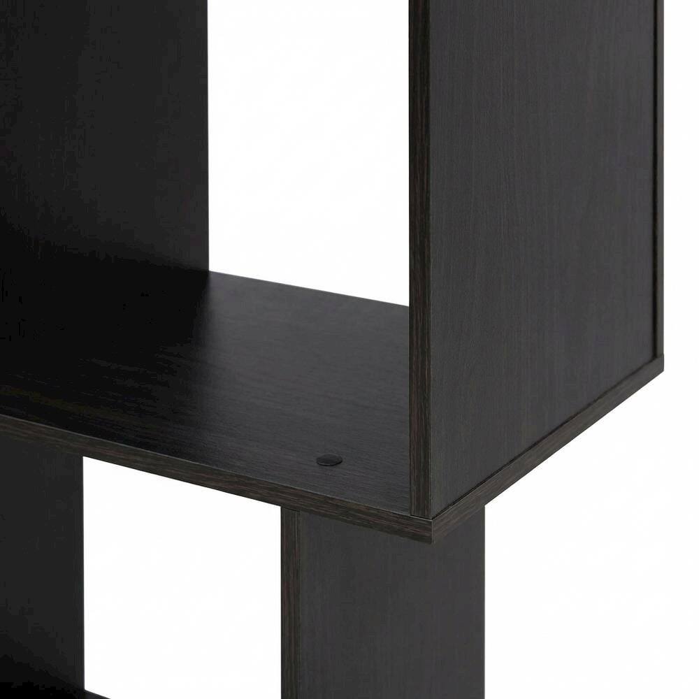 Alt View 2. FurniFact - Espresso 3-Tier Open Book Shelf with Rustic Wooden Design - Expresso.