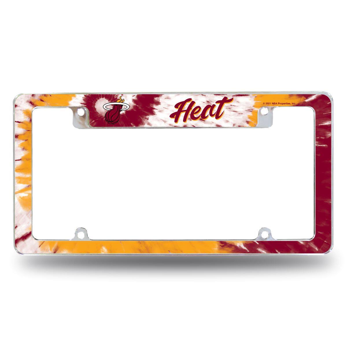 Miami Basketball Heat Chrome Metal License Plate Frame - Tie Dye Design