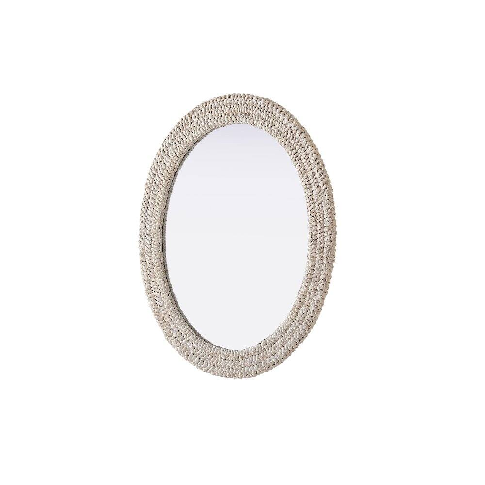 Alt View 4. Elegant Decor - Oval Cornhusk Mirror 30x36 in Linen White - Linen White.
