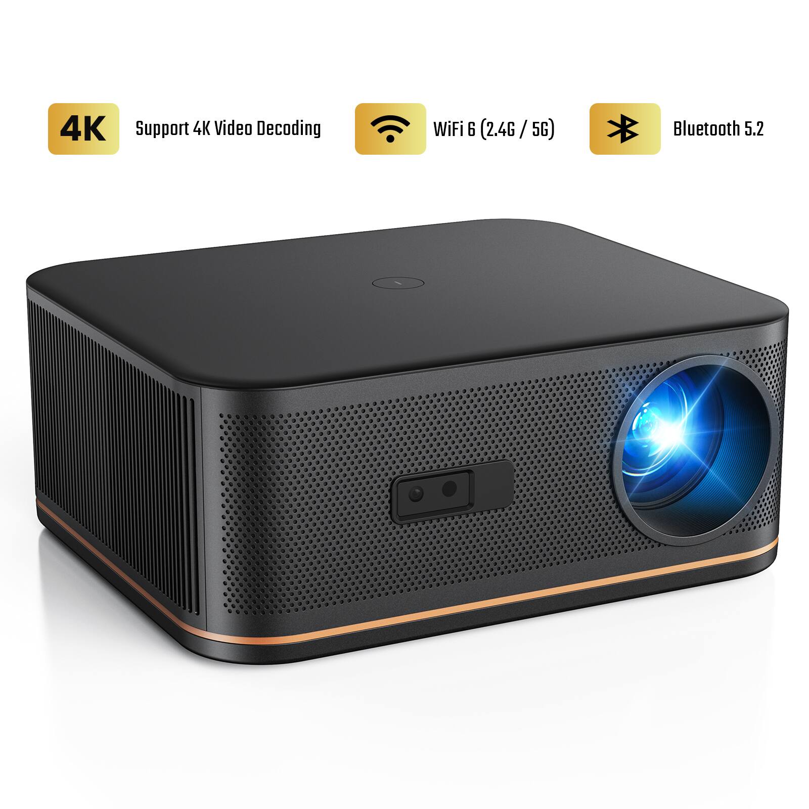 Happrun 4K Decoding Projector 1000 ANSI Full HD WiFi Bluetooth
