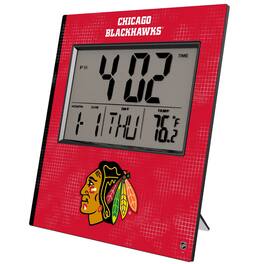 Keyscaper - Chicago Blackhawks Cross Hatch Digital Desk Clock - Multicolor