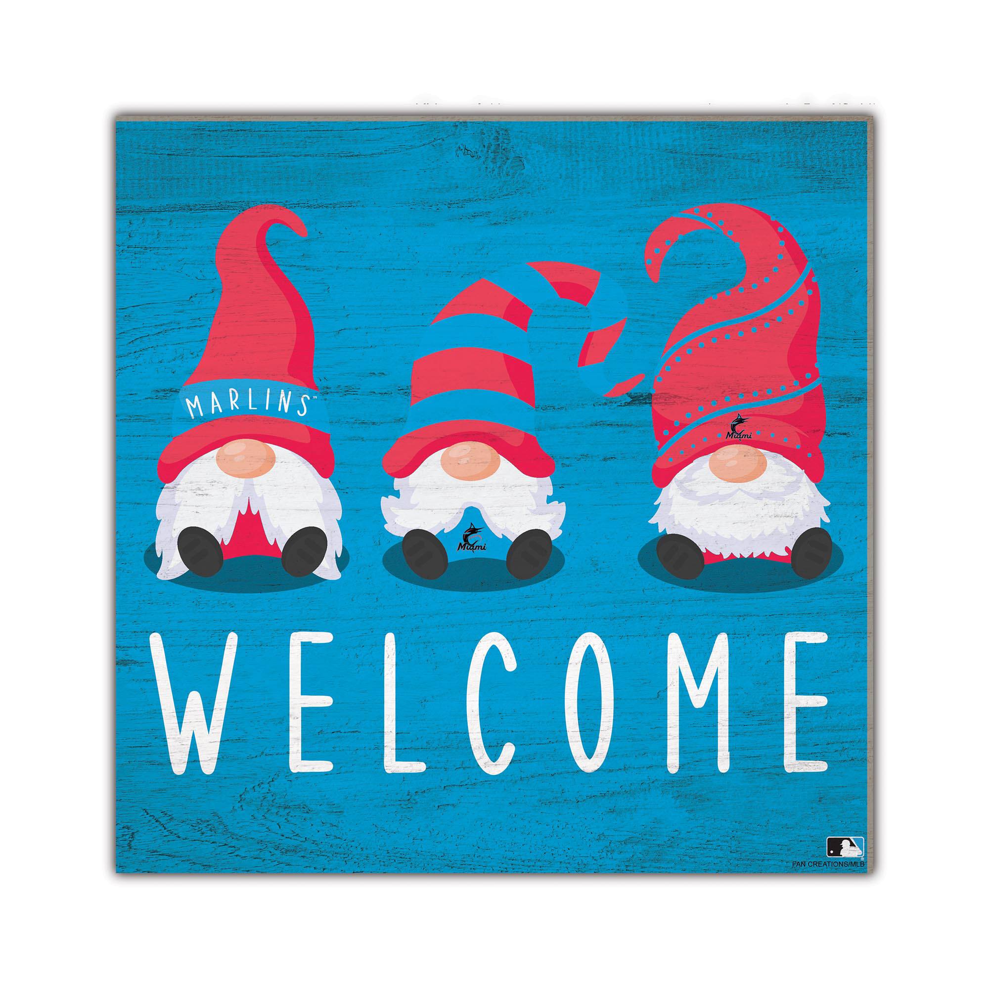 Miami Marlins 10'' x 10'' Welcome Gnomes Sign