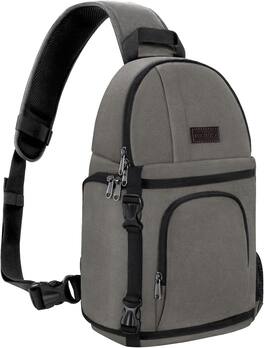 mosiso - Camera Sling Bag Shockproof Photography Camera Backpack with Tripod Holder & Removable Modular Inserts - Gray