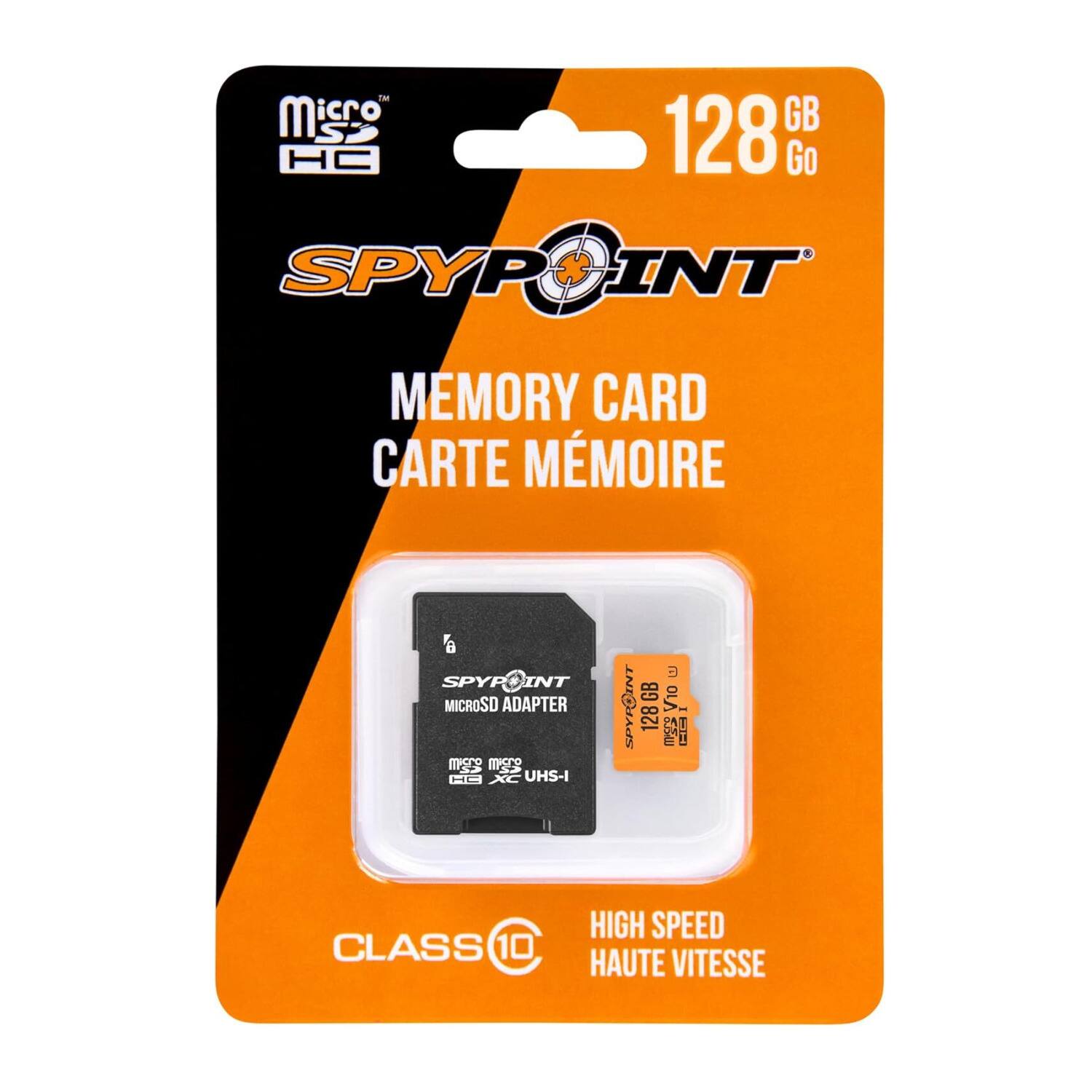 Am Misro HA GB 128 Go SPYPOINT INT MEMORY CARD CARTE MEMOIRE a SPYP INT MICROSD ADAPTER Wats H UHS-I a SPYPOINT 128 GB AIo - I CLASS 10 HIGH SPEED HAUTE VITESSE
