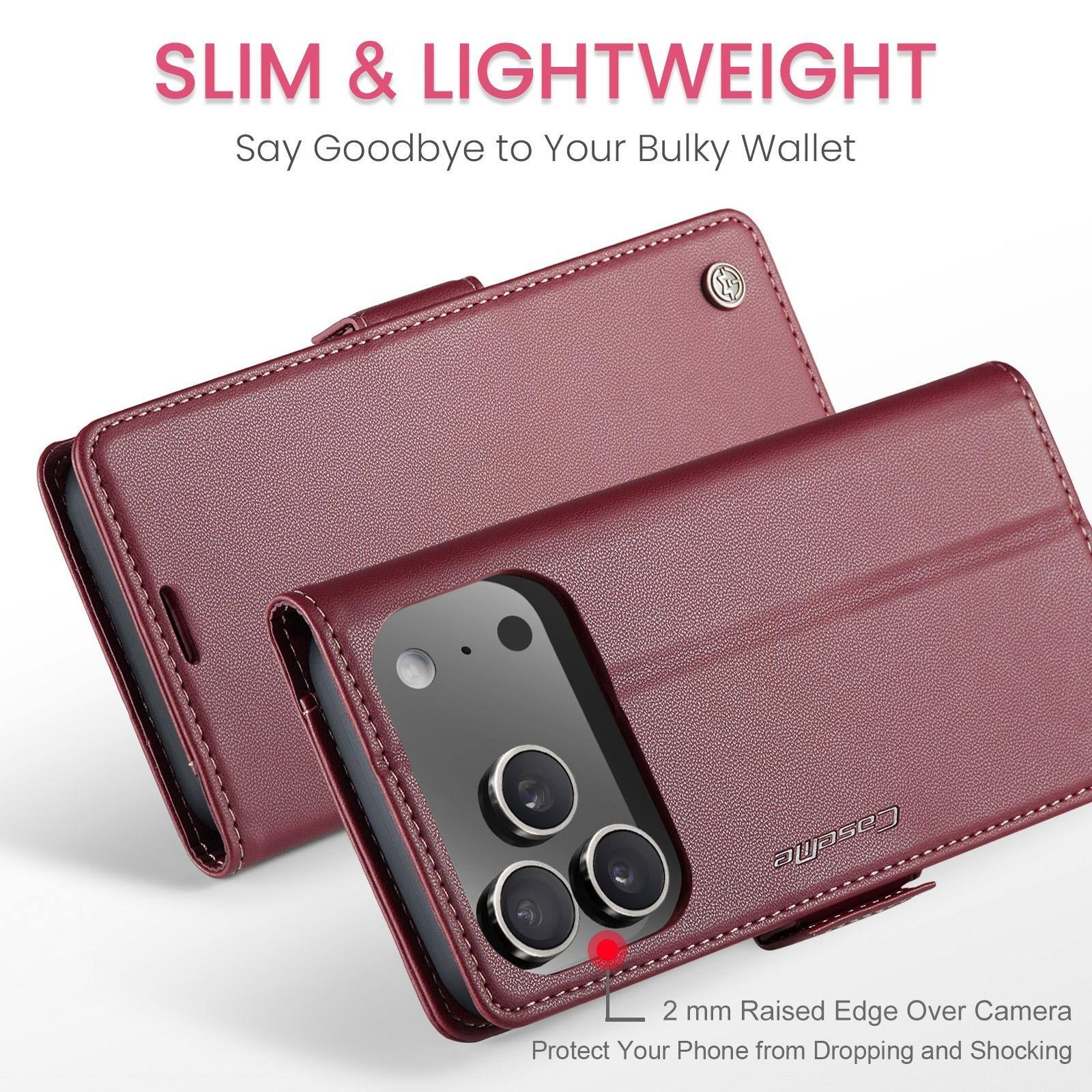 SLIM & LIGHTWEIGHT  
Say Goodbye to Your Bulky Wallet  

CaseMe  

2 mm Raised Edge Over Camera  
Protect Your Phone from Dropping and Shocking