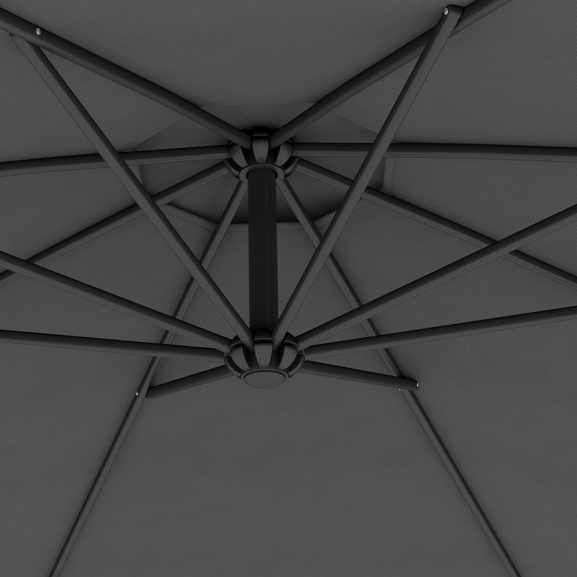 Alt View 5. Outsunny - 10' Cantilever Hanging Tilt Offset Patio Umbrella with UV & Water Fighting Material and Cross Base - Gray.