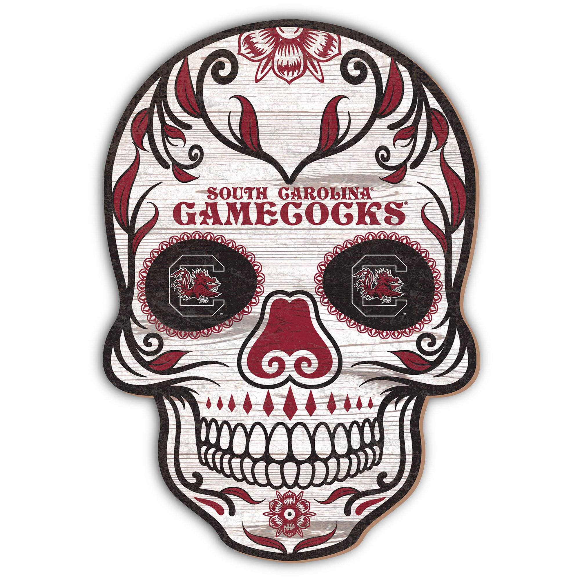 South Carolina Gamecocks 12'' Sugar Skull Sign
