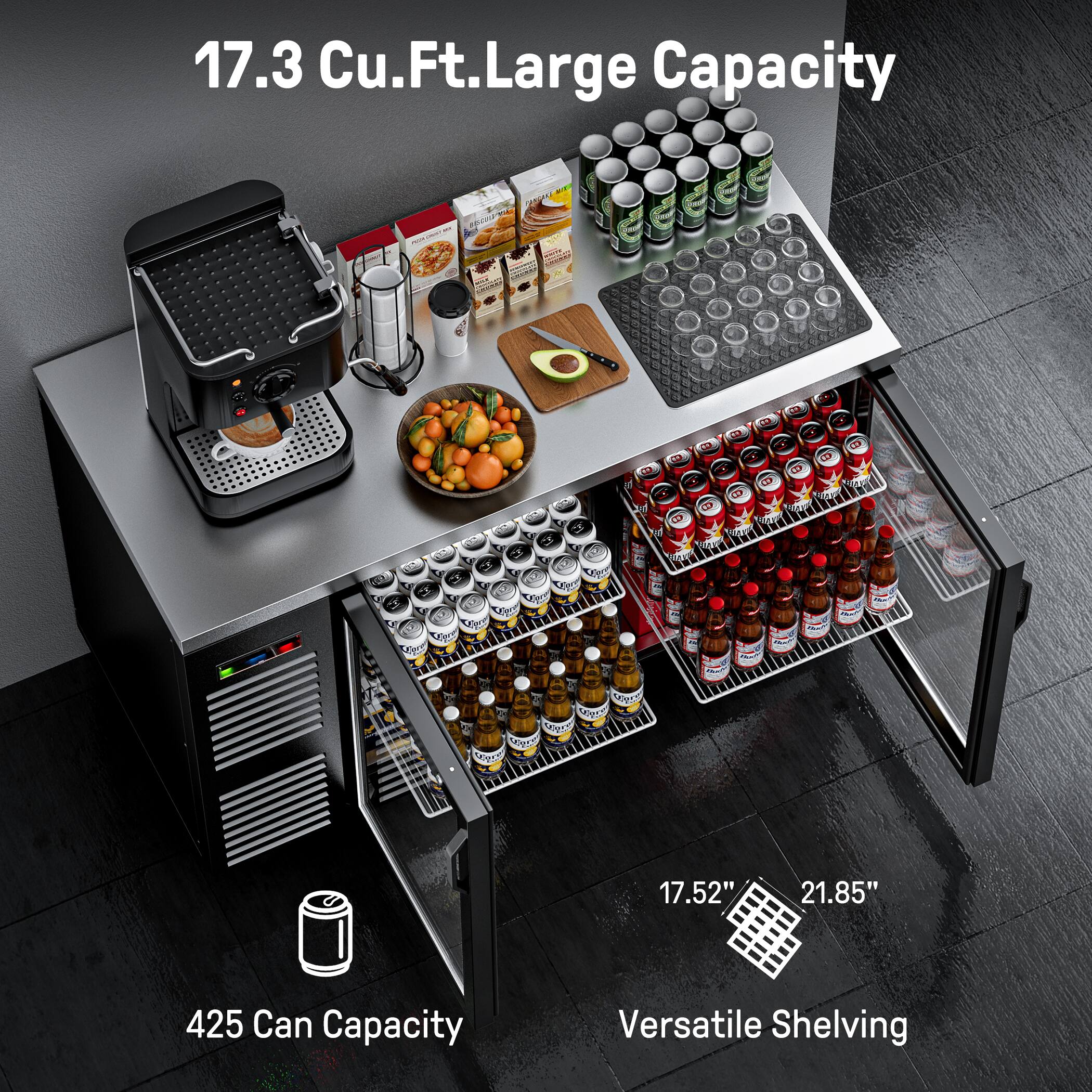 17.3 Cu.Ft. Large Capacity

425 Can Capacity

17.52" x 21.85" Versatile Shelving
