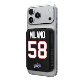 Keyscaper - Matt Milano Buffalo Bills 5000mAh Wireless Magnetic Power Bank - Black