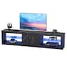 Bestier - 80" TV Stand for TVs up to 85" with LED Lights Entertainment Center for Living Room - Black