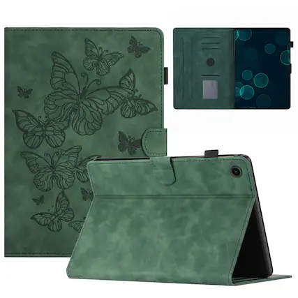 Front. Dteck - Case for Samsung Galaxy Tab A9 8.7" 2023 (SM-X110/X115),Butterfly Embossed PU Leather Wallet Card Slot Stand Flip Cover - Green.