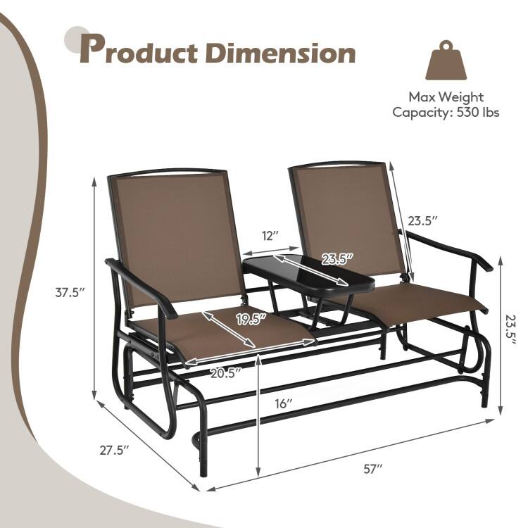Product Dimension  
Max Weight Capacity: 530 lbs  
12" 23.5" 23.5" 37.5" 19.5" 23.5" 20.5" 16" 27.5" 57"