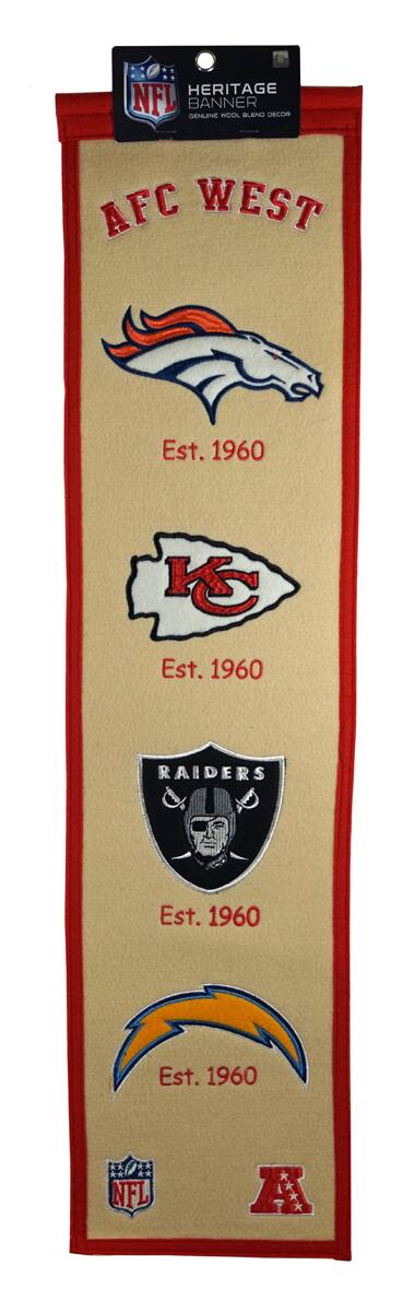 Winning Streak Sports - AFC West Division Heritage Rivalry Logo Banner - Broncos + Chargers + Kansas City KC Chiefs + Raiders - Multi