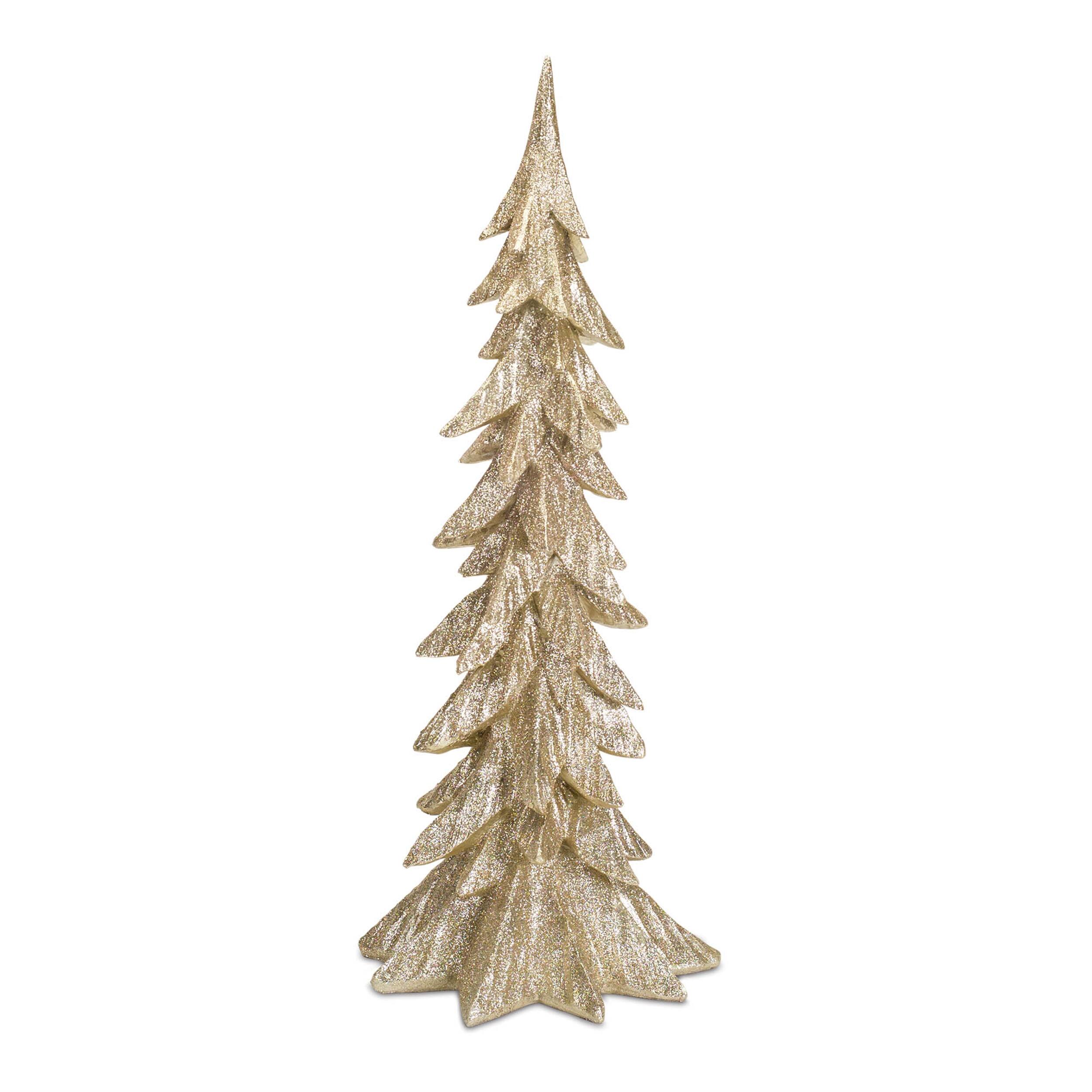 Back. BreeBe - Gold Shimmer Tabletop Holiday Tree (Set of 3) - Gold.