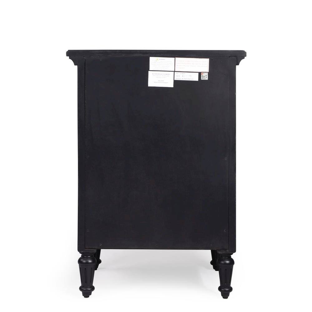Angle. Starlight Canyon Home - Black Wood Nightstand with Drawers – Classic 3 Drawer Bedroom Table - Black.
