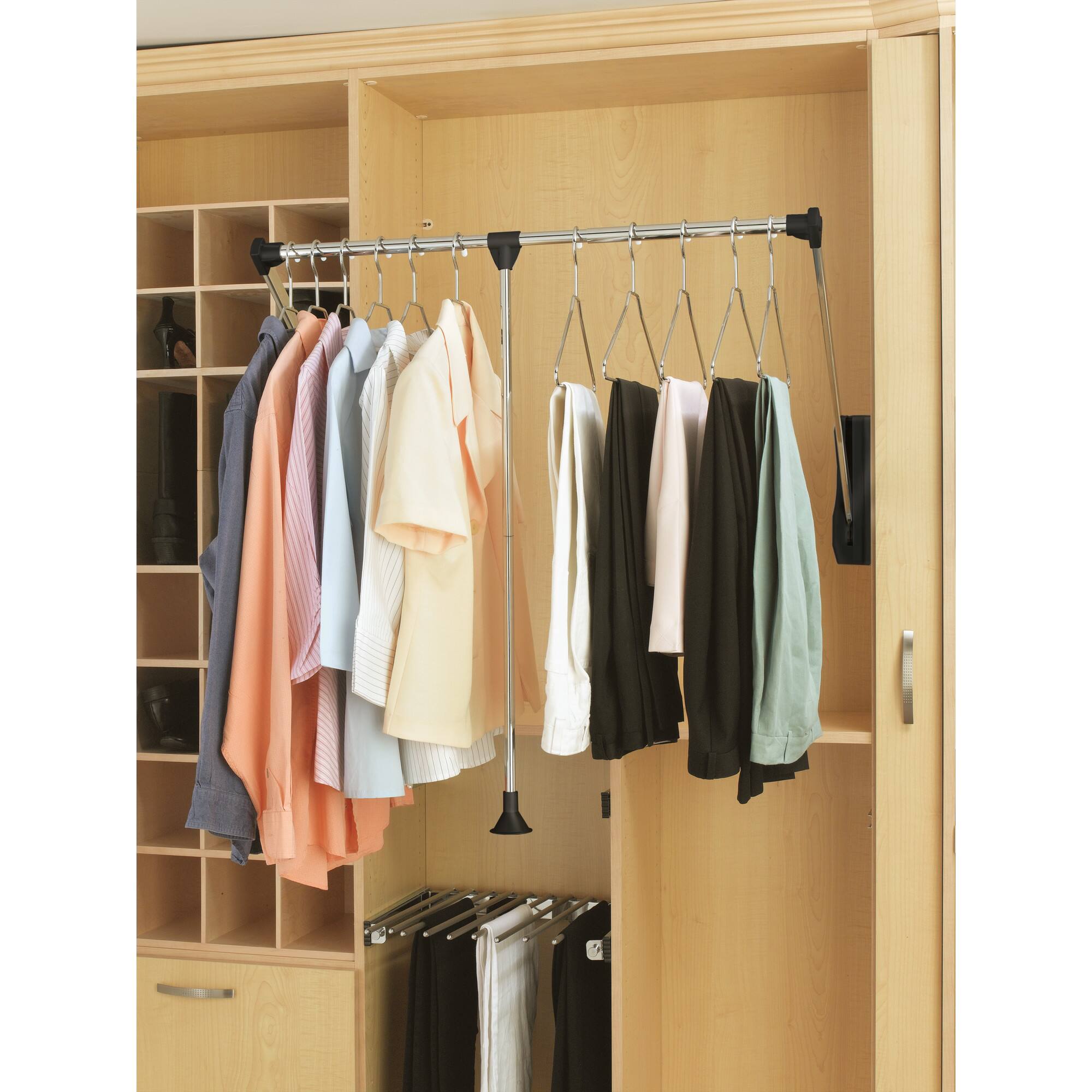Alt View 1. Rev-A-Shelf - Rev-A-Shelf 35" - 48" Adjustable Pulldown Closet Rod, Chrome, CPDR-3548 - Silver.