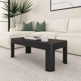 Plank+Beam - Modern Rounded Rectangular Coffee Table (40in x 20in / 1020mm x 510mm) - Black