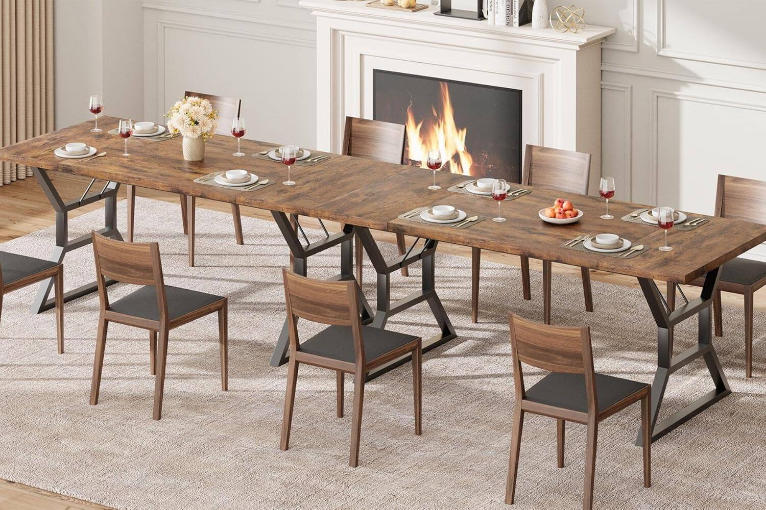 Alt View 3. Jojoka - Kitchen Table 70.9 inch Long Dining Table for 6 Industrial Dinner Table for Dining Room, Home Office, Living Room - Brown.