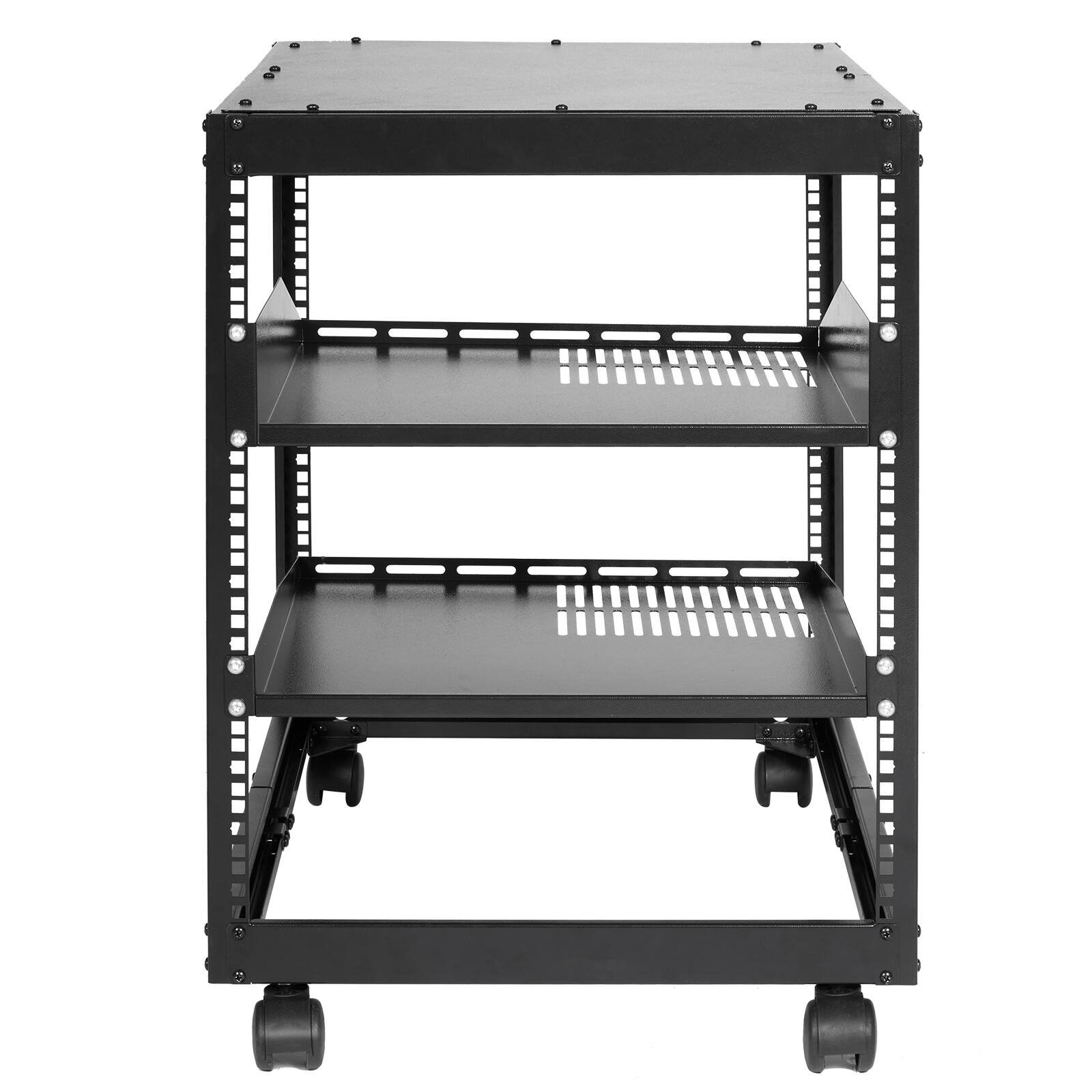 Alt View 5. VEVOR - 12U Open Frame Server Rack, 23-40 in Adjustable Depth, Free Standing or Wall Mount Network Server Rack, 4 Post AV Rack - Black.