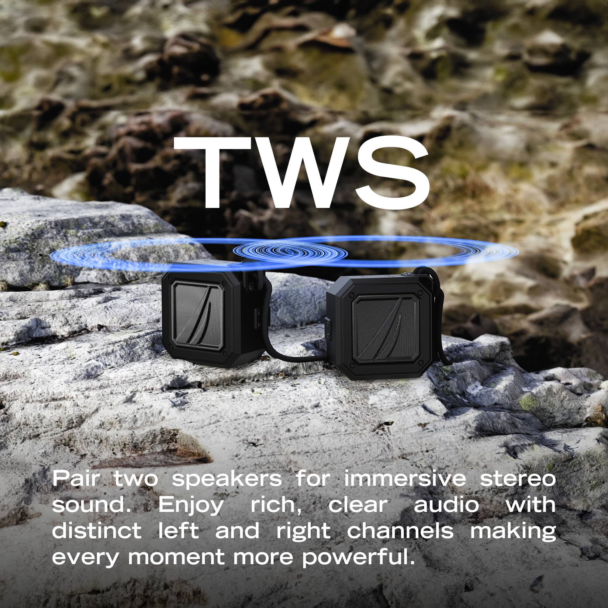 TWS

Pair two speakers for immersive stereo sound. Enjoy rich, clear audio with distinct left and right channels making every moment more powerful.