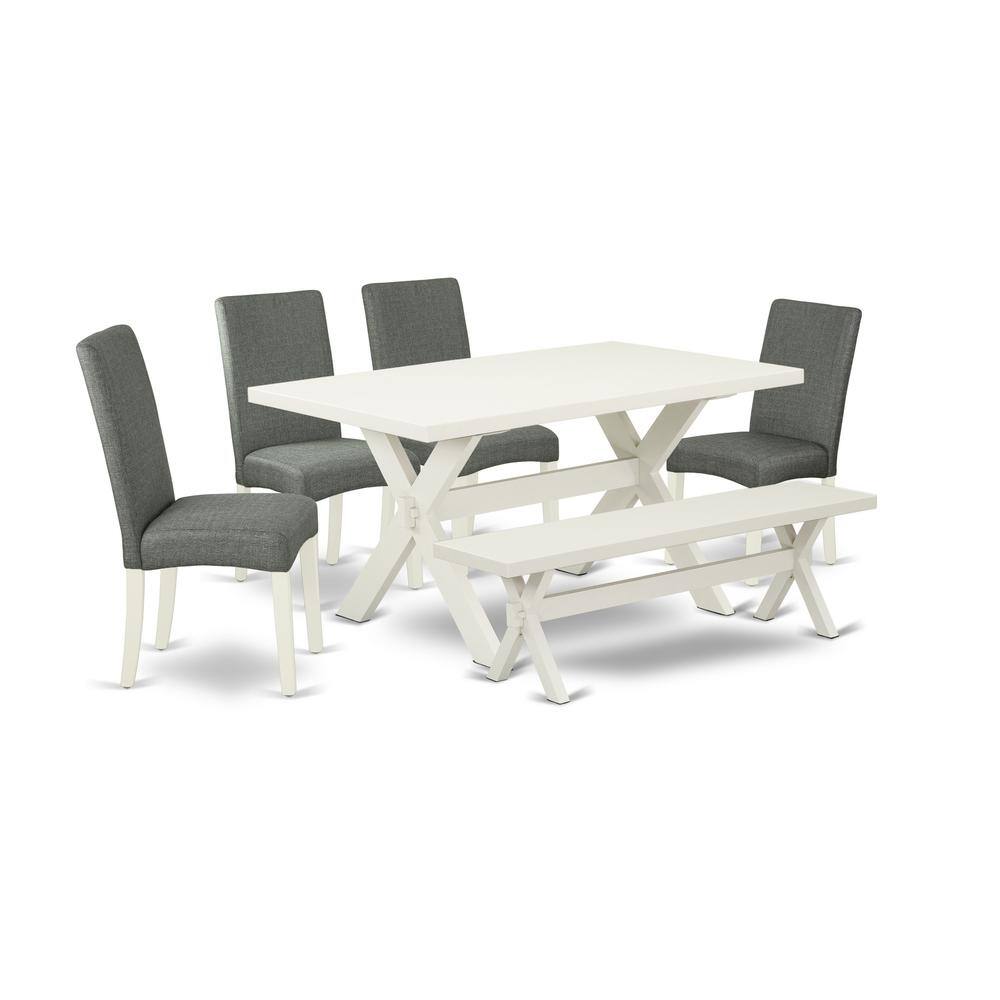 Left. East West Furniture - East West Furniture 6-Pc Kitchen Dinette Set-Gray Smoke Linen Fabric Seat and Stylish Chair Back Kitchen chairs, a - Multi-Color.
