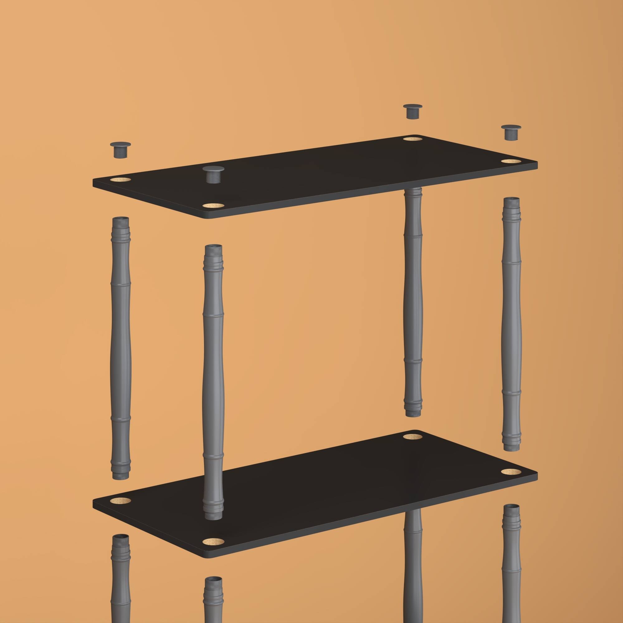 Alt View 4. HOMLUX - 3-Tier 29.5" Corner Shelf Open Shelves for Display for Living Room and Office Organization Black & Gray - Black & Gray.