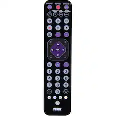 Front. TERK - Rechargeable 6-Device Backlit Universal Remote - Black.