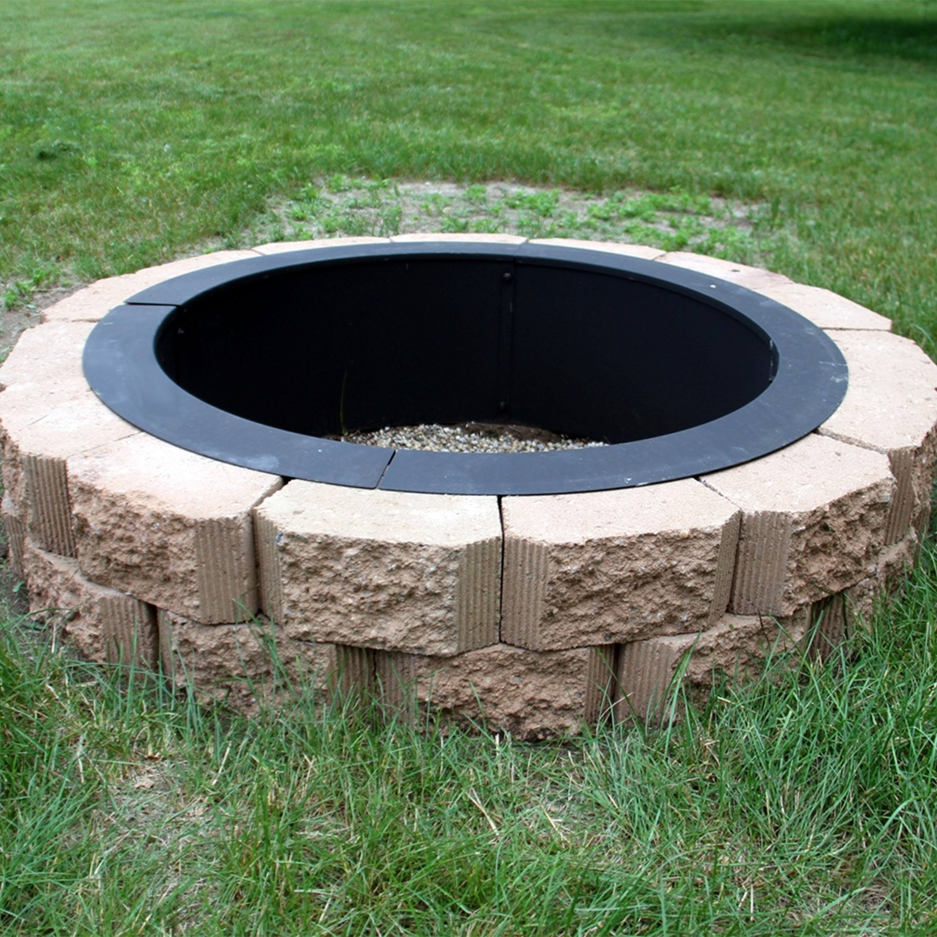 Alt View 7. Sunnydaze - 39 in Heavy-Duty Steel Above/In-Ground Fire Pit Ring Liner - Black.