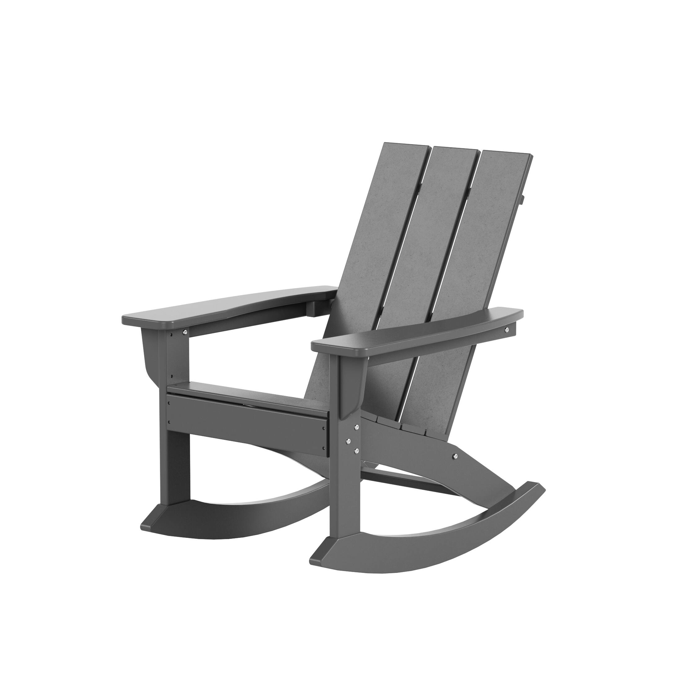 Alt View 5. WestinTrends - WestinTrends Ashore Outdoor Patio Modern Adirondack Rocking Chair - Gray.