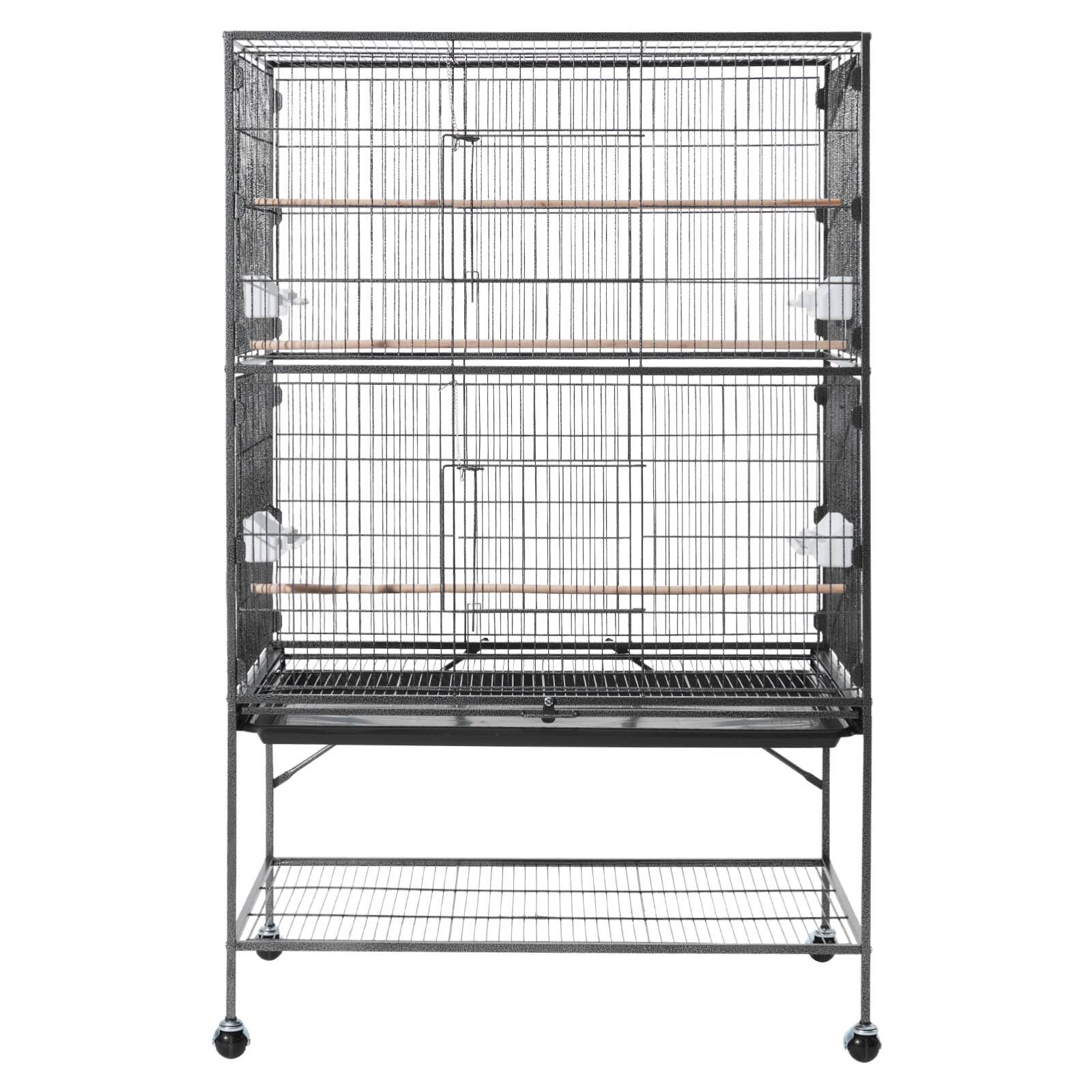 Alt View 5. VEVOR - Bird Cage, 36.6 x 22.8 x 59.5 inch, Flat Top, Wrought Iron Bird Flight Cage with Perches, Slide-Out Tray and Plastic - Black.